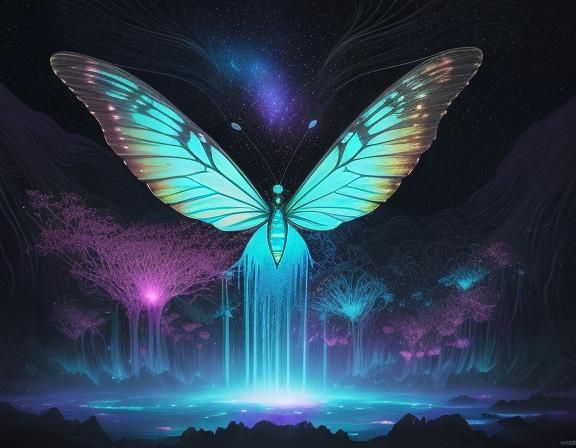 Dreamlike Garden with Floating Islands, Digital Illustration