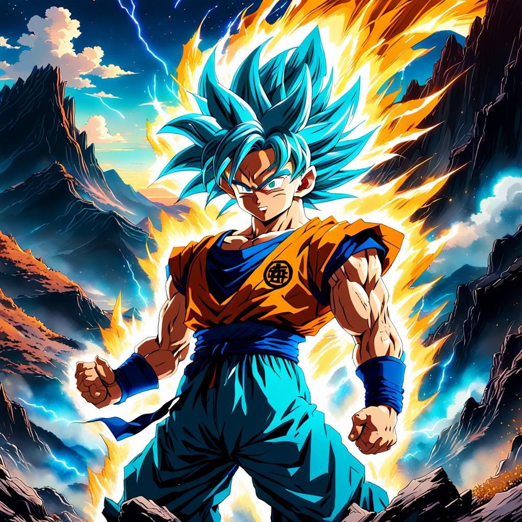 Goku Super Saiyan Transformation in Anime Style