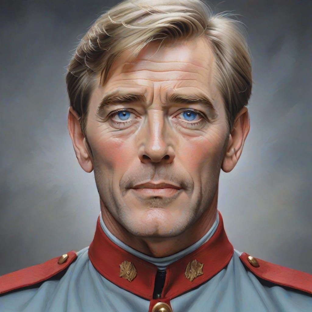 Realistic Oil Portrait of a Man in Uniform