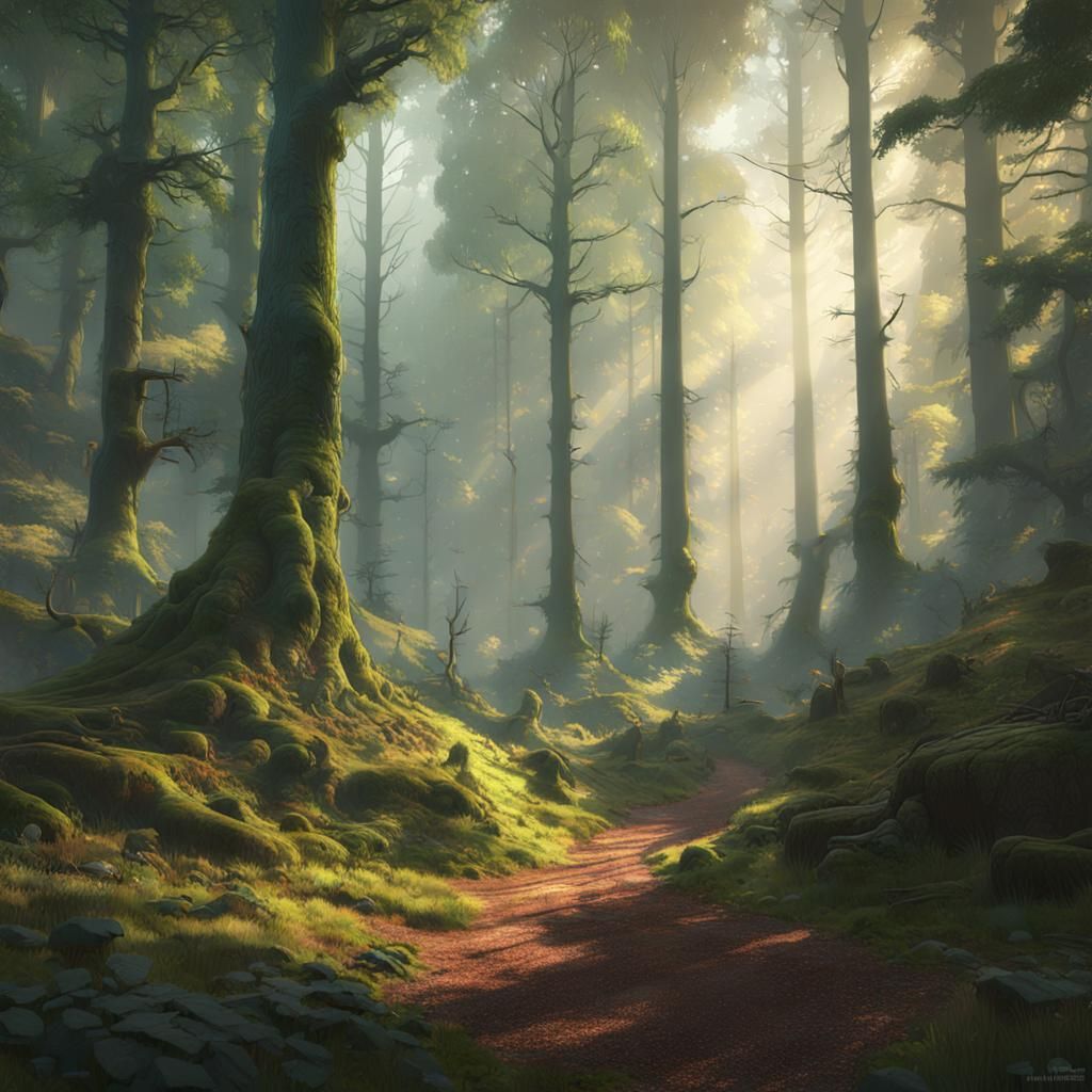 English Forest Concept Art in Dynamic Lighting