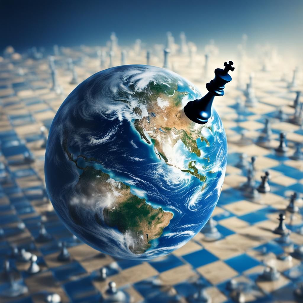 Chess Piece Satellite Orbiting Earth