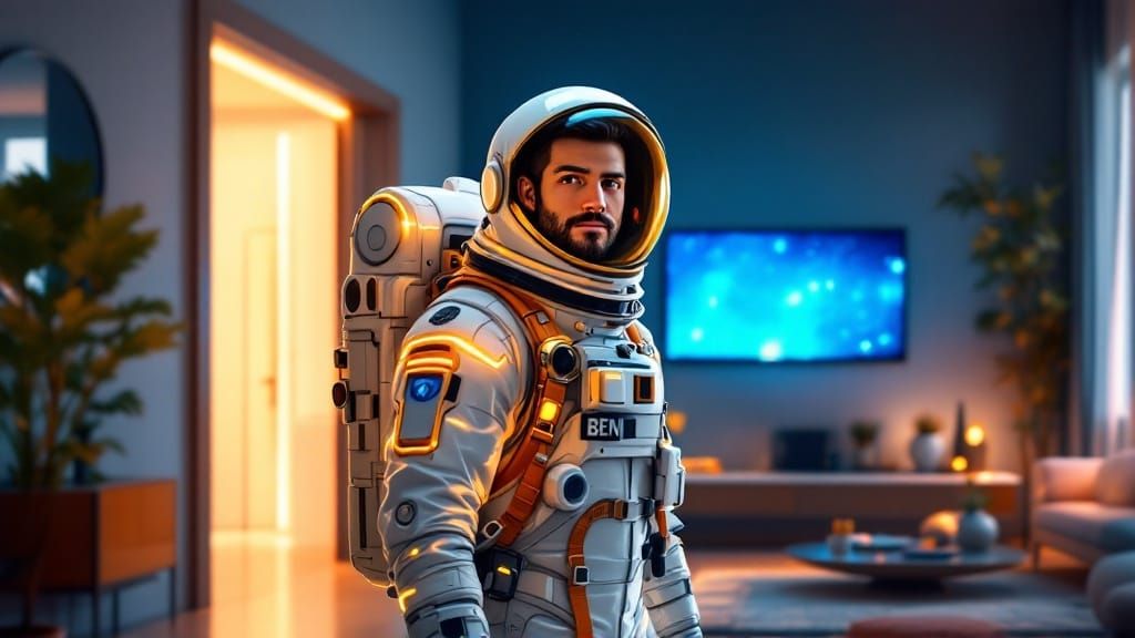 Confident Astronaut Stands Ready to Blast Off into Space