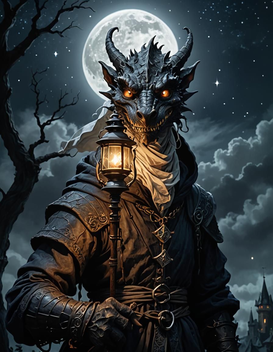 Kobold with Lantern in Ethereal Chiaroscuro