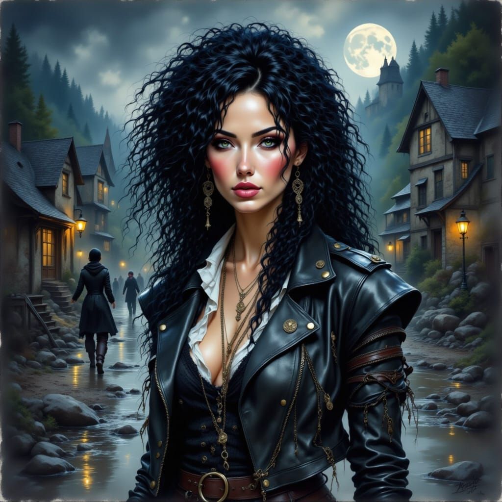 Gothic Pirate by Moonlight in Realistic Watercolor