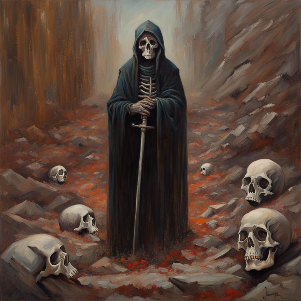 Death in Oil Painting Style