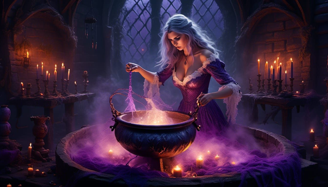 Mystical White Witch in Lavender Haze