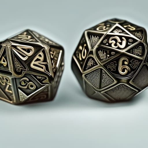 Hyperrealistic Dungeons and Dragons Dice Still Life