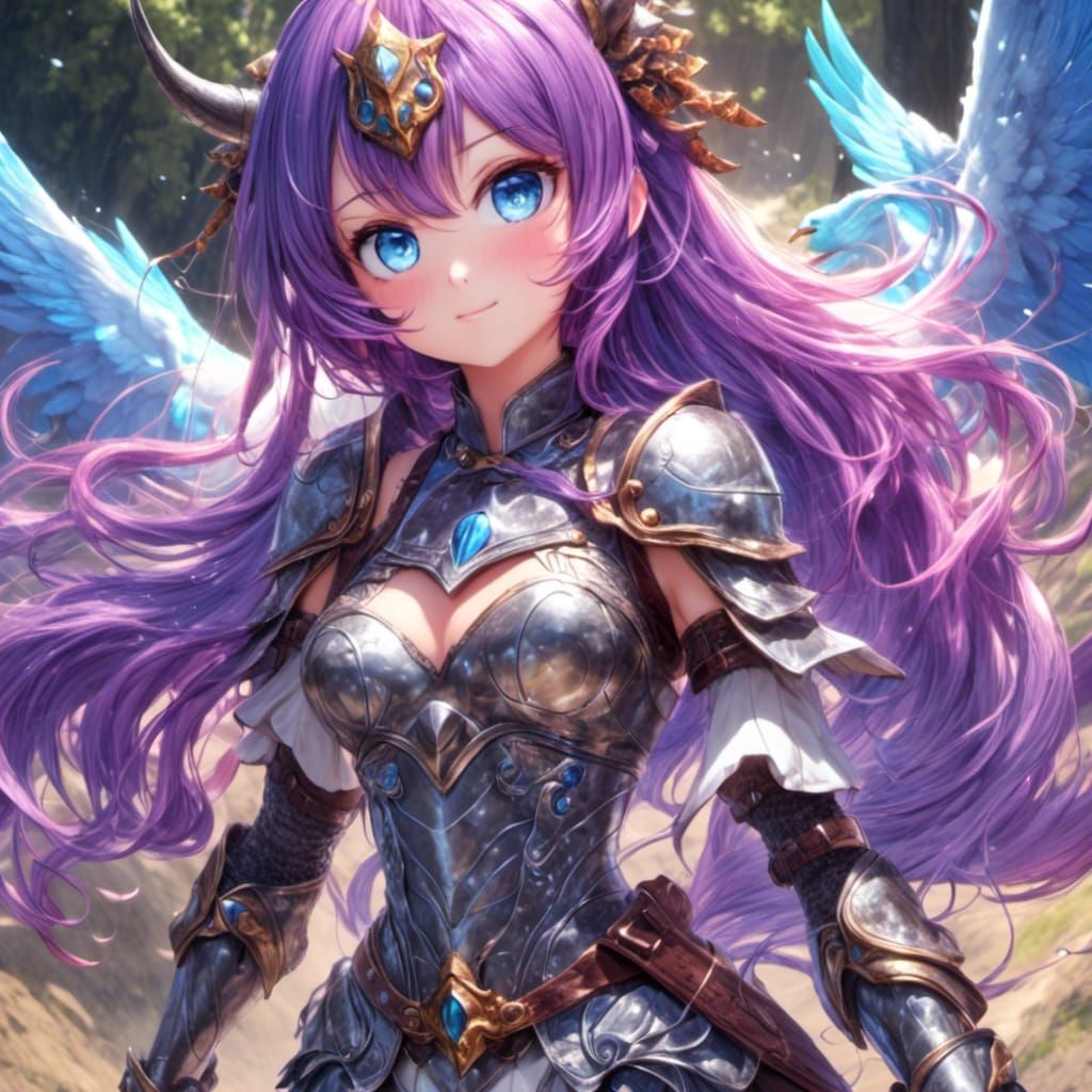 Anime Centaur Girl with Chainmail in Cel-Shaded Style