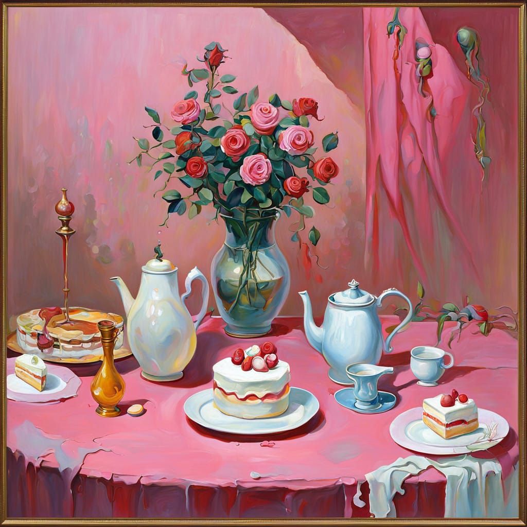Surrealist Still Life in a Pink Room