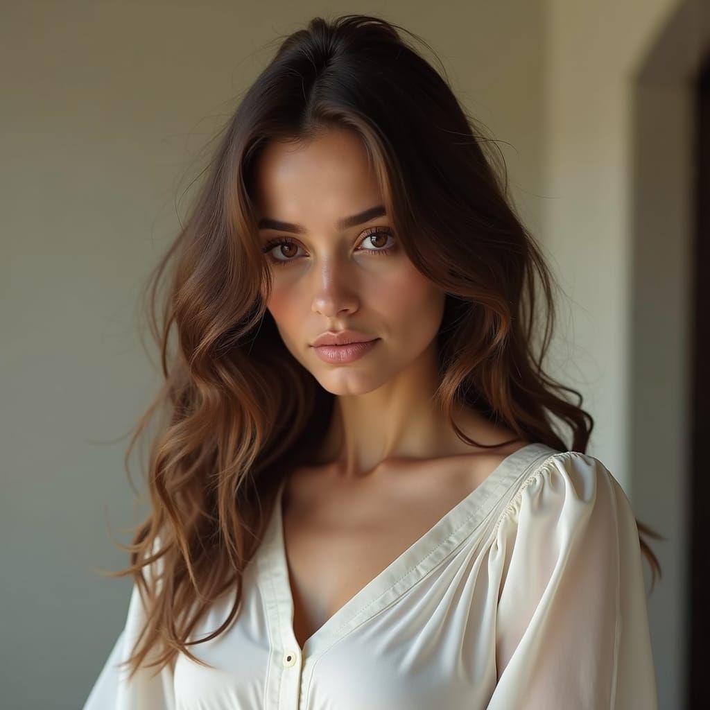 Taíno Woman Portrait in Charcoal and Watercolor