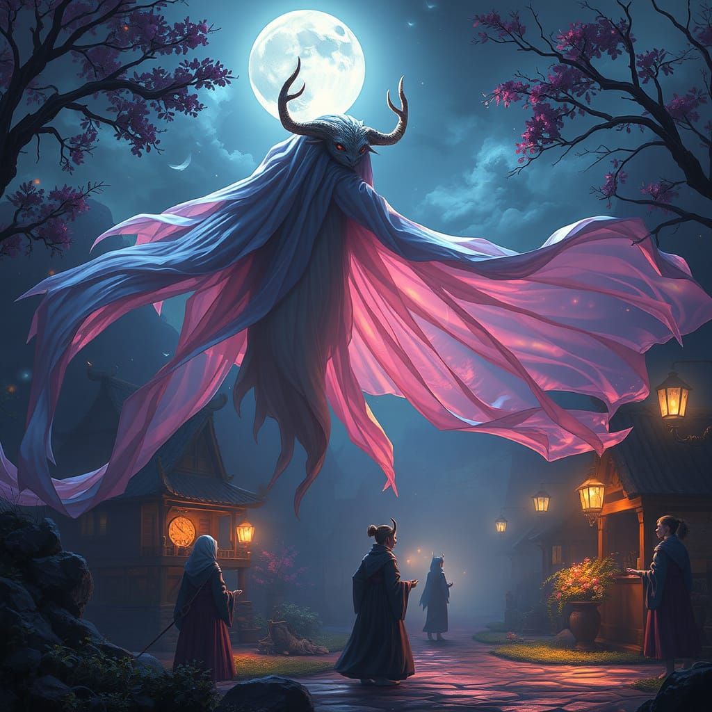 Ethereal Ouni Descends Upon Moonlit Village in Whimsical, Ma...