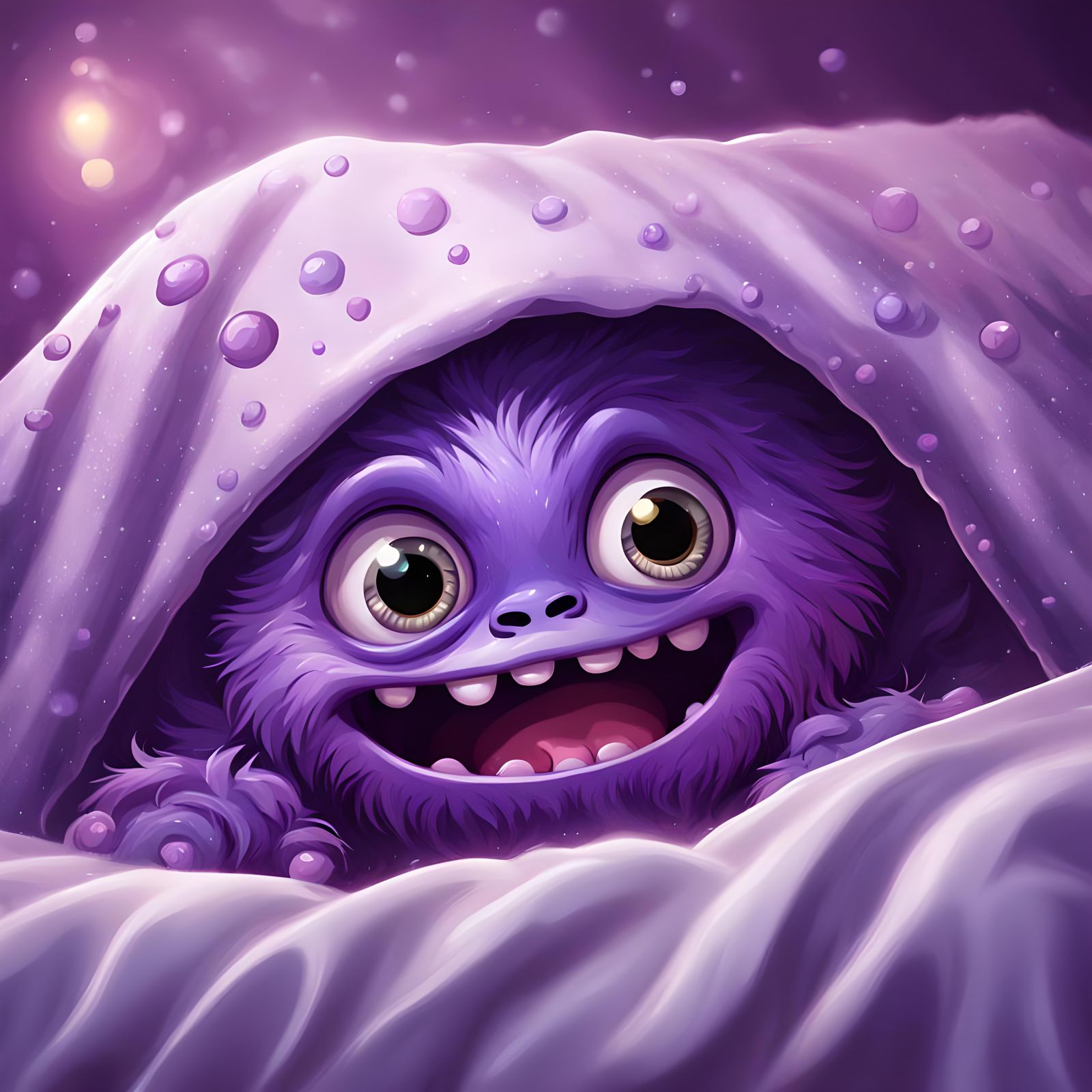 Cute Purple Monster Peeking Out