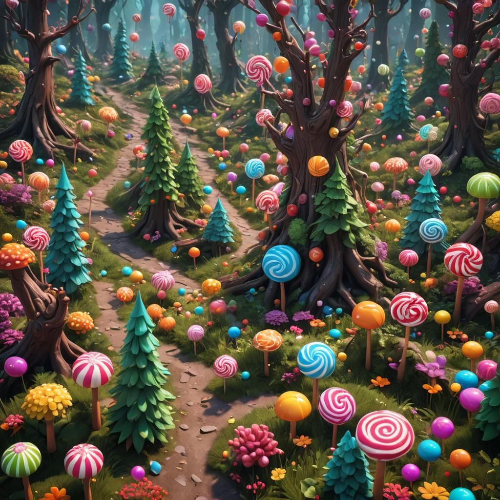 Candy Forest: Detailed Matte Painting in 8k