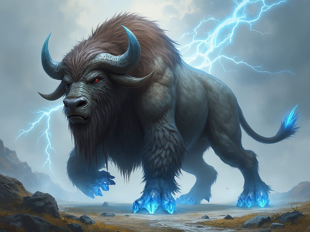 Epic Thundertusk Creature in High Fantasy Art