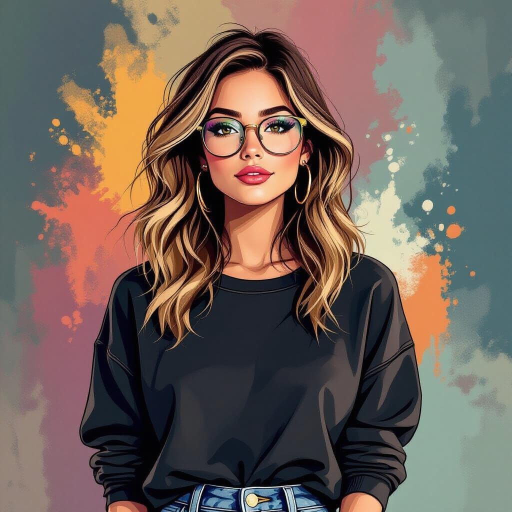 Stylish Young Woman with Glasses and Baggy Outfit