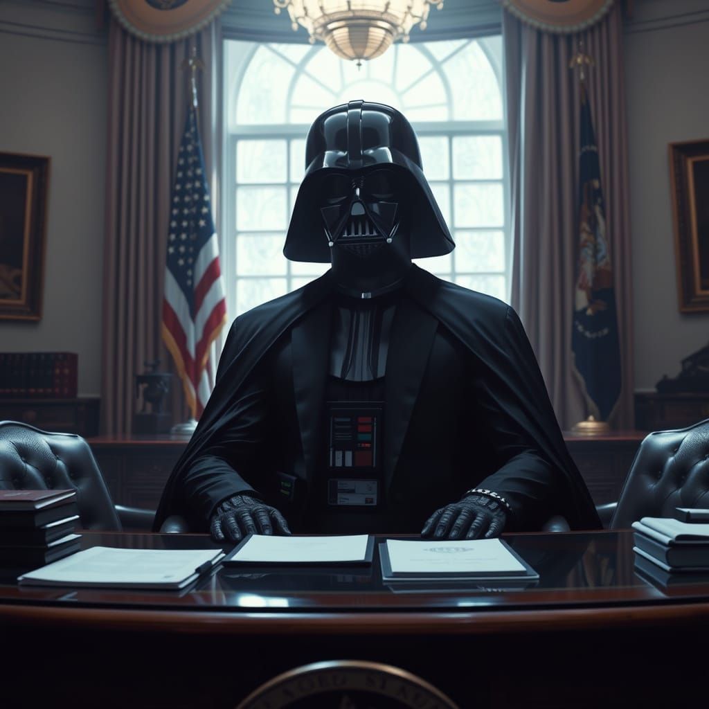 President Darth Vader in Oval Office, Dark Sci-Fi