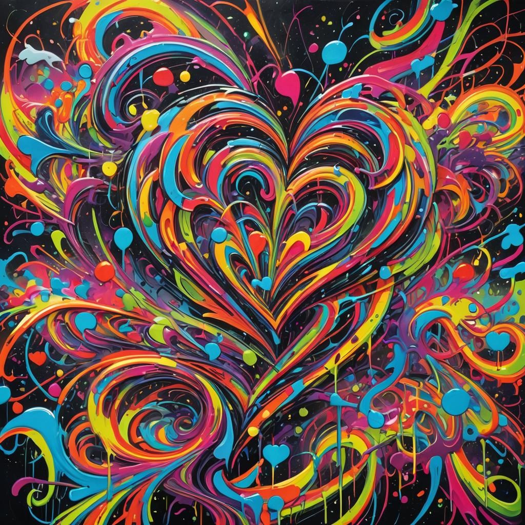 Fluorescent Rainbow Graffiti Art in Urban Style