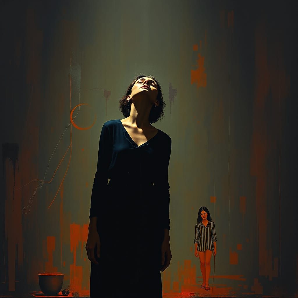 Emotional Woman in Expressive Art Style