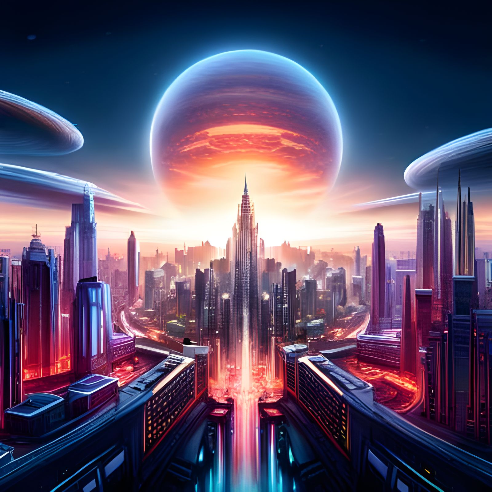 Futuristic City on Alien Planet in Dome