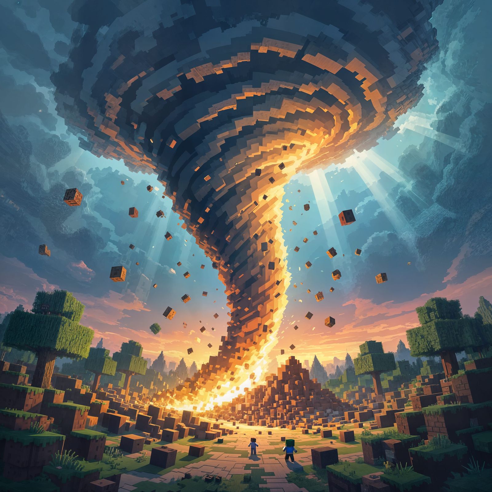 Minecraft Tornado Swirling With Debris