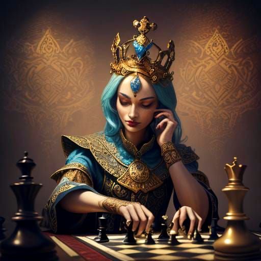 Alice in Wonderland Chess Queen: Detailed Matte Painting
