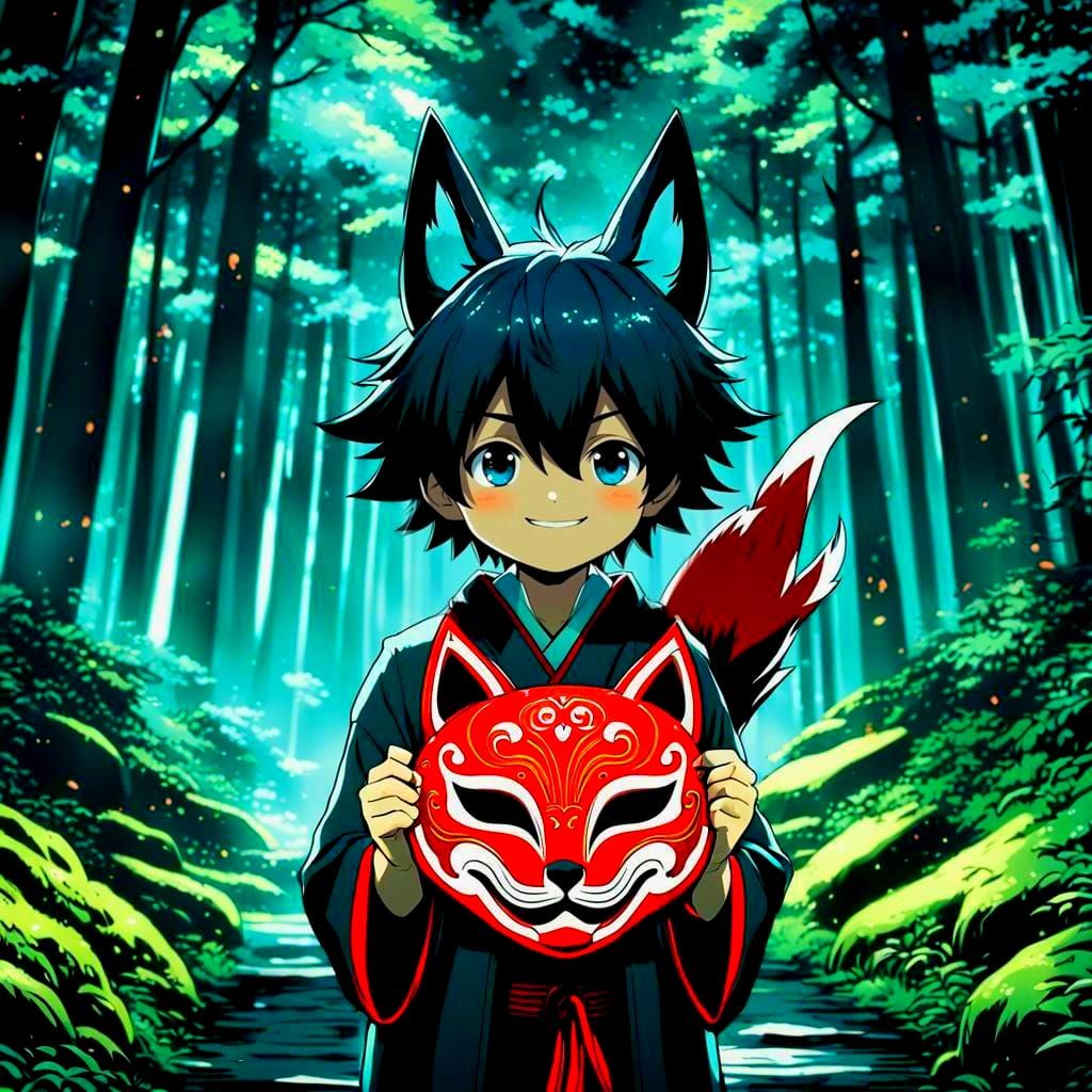 Whimsical Fox Mask Holder in Enchanted Forest