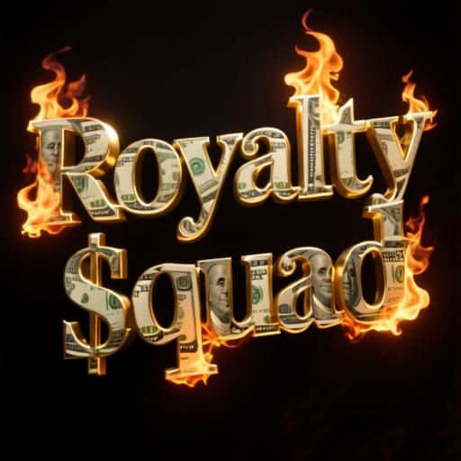 Royalty Squad Letters Made of Money with Fiery Flames