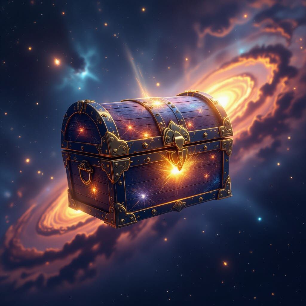 Cosmic Treasure Chest of Starlight in Void