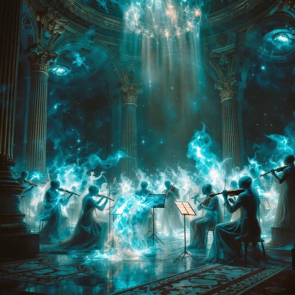 Ethereal Orchestra Performing Celestial Symphony in Grand Ha...