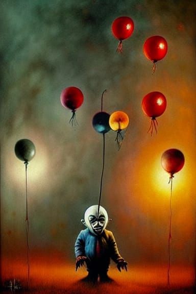 Nightmare Clowns with Balloons in Biomechanical Style