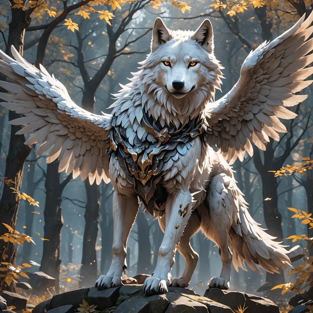 Anime Wolf Angel in 3D Detail