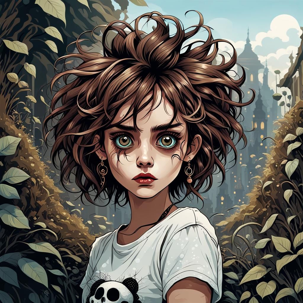 Punk Woman Portrait in 2D Vector Art Style