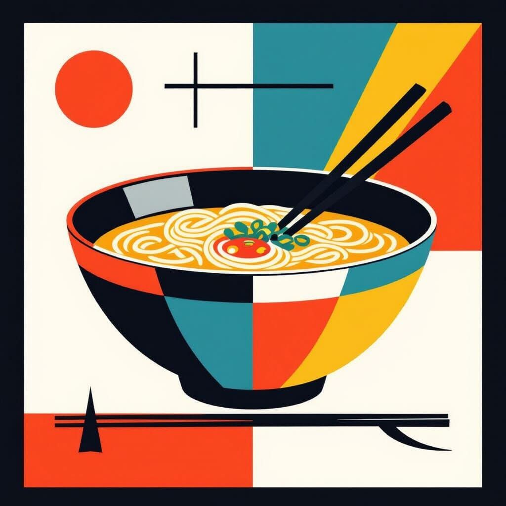Bauhaus Ramen Poster: Geometric Shapes & Bold Design