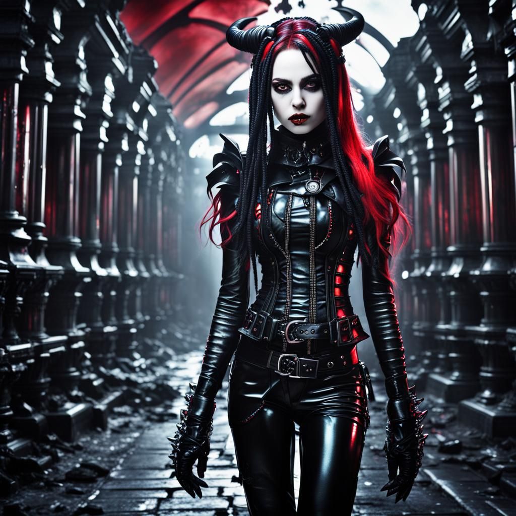 Vampire Woman in Latex Cybergoth Style