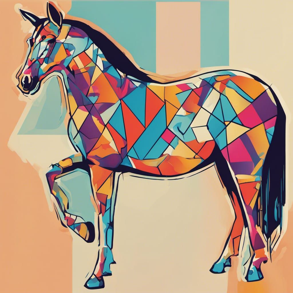 Rabbit-Horse Hybrid in Pop Art Style