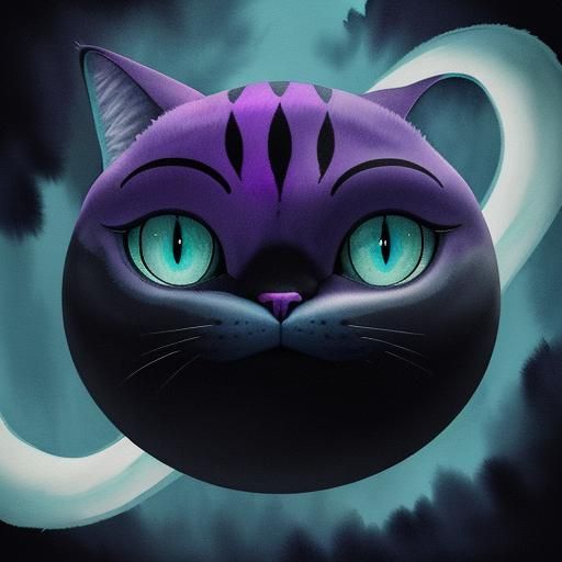 The Cheshire Cat: In Dalí's interpretation, the Cheshire Cat's grin is stretched across the entire page, almost consumin...