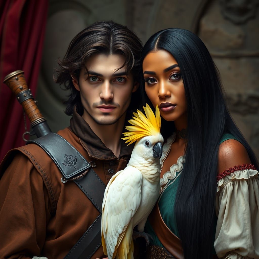 Warlock in 17th Century Setting with Companion and Bird