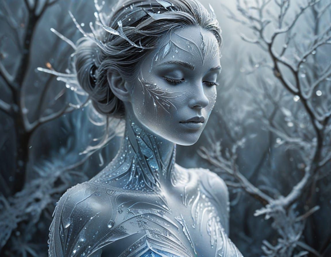 Graceful Ice Woman with Crystalline Glow