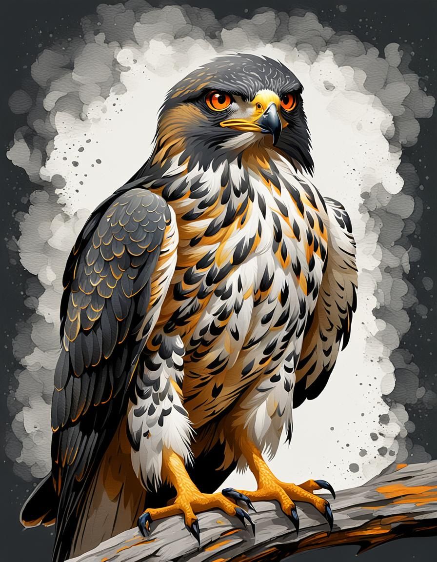 Majestic Hawk Portrait in Detailed Digital Rendering