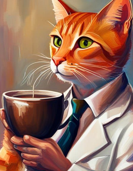 Hyperrealistic Orange Tabby Cat in Work Suit