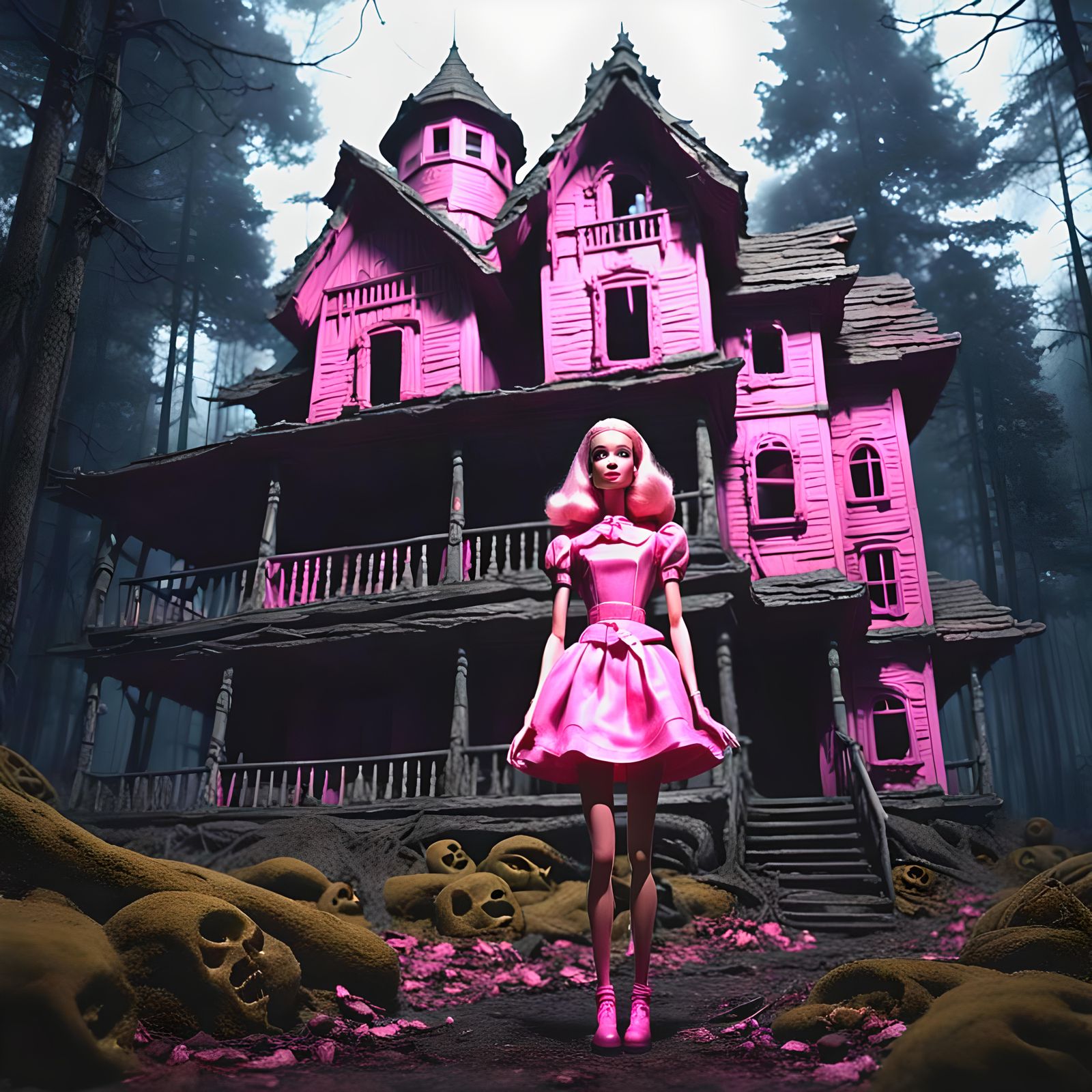 Sinister Haunted House in Dark Forest