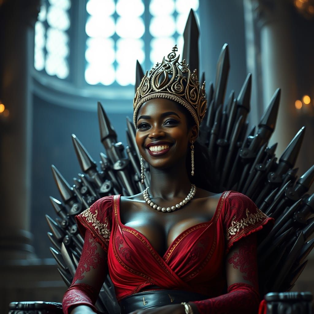Black Queen on Throne in Game of Thrones Style