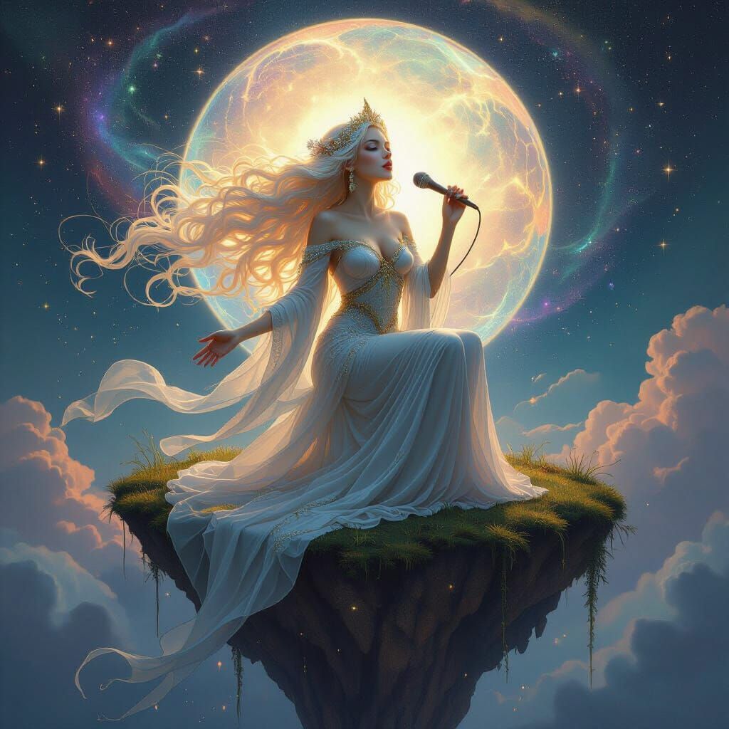 Celestial Siren Singing Amidst Cosmic Nebula