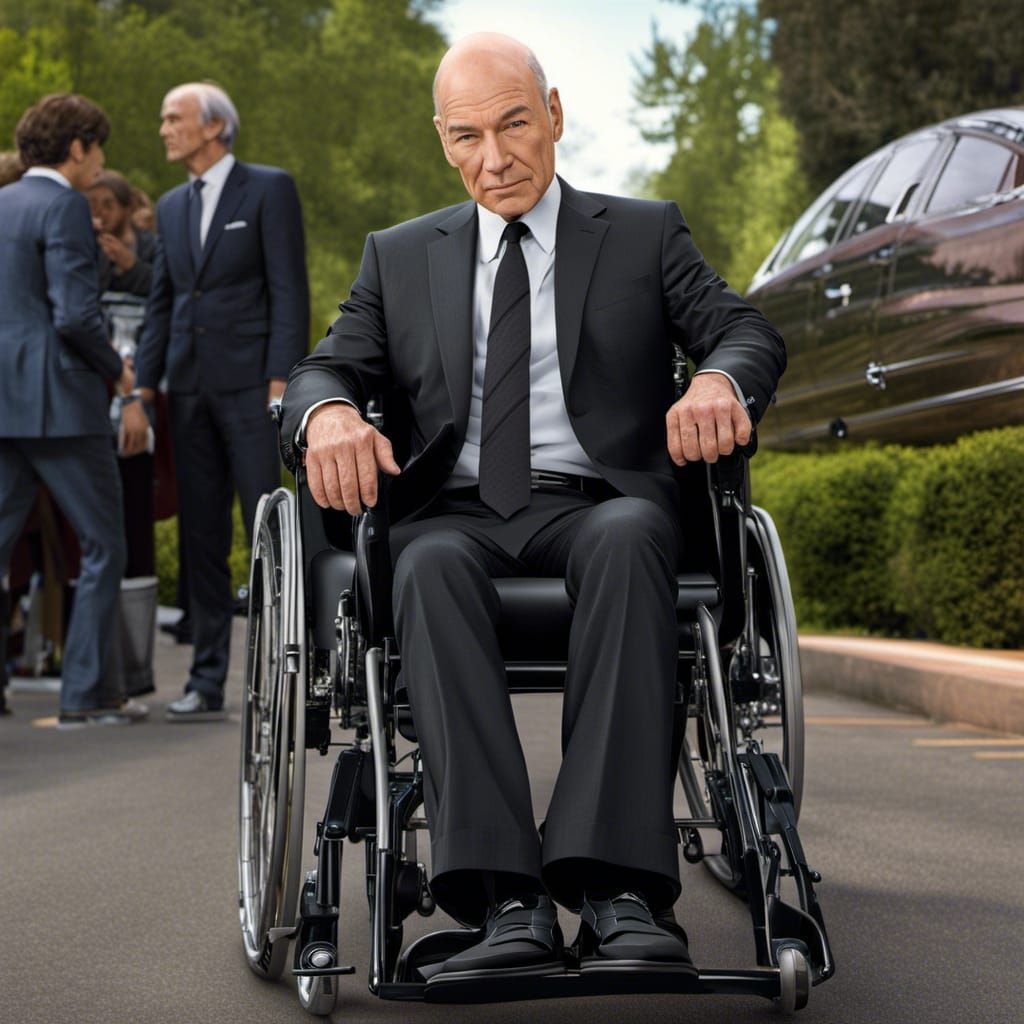 Patrick Stewart as Professor X in Wheelchair, Photorealistic