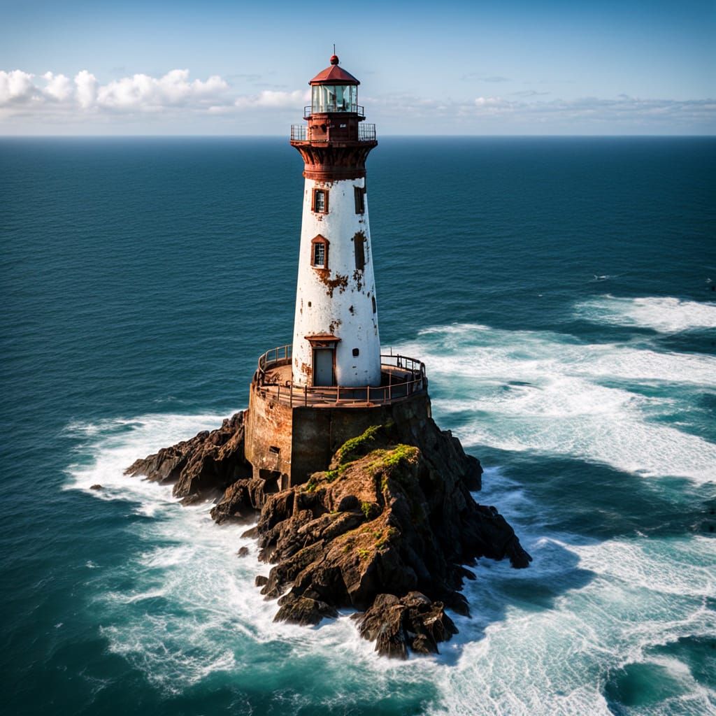 Surreal Lighthouse Stands Guard Over Ocean