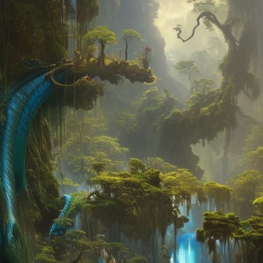 Pandora from Avatar: Floating Islands in Art Nouveau Style