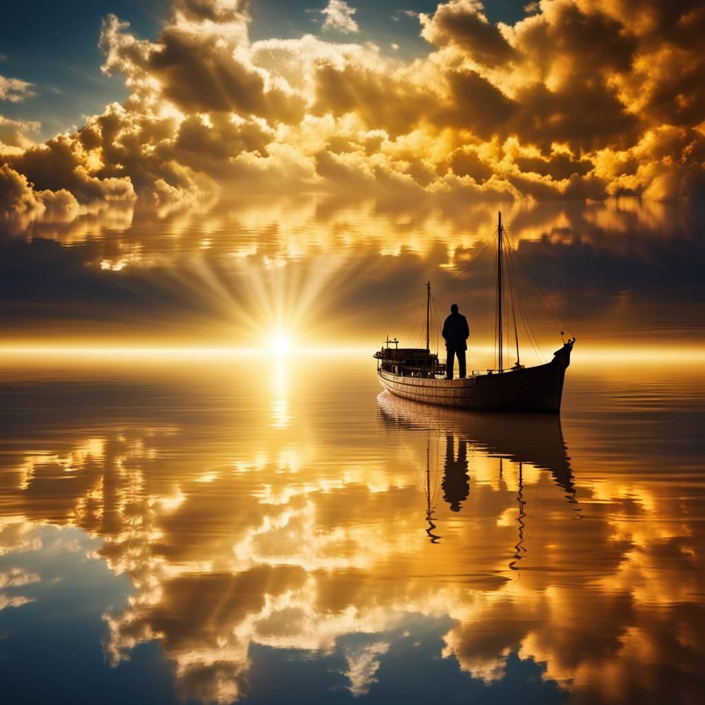 Golden Ocean Reflection Reveals Heavenly Sunshine