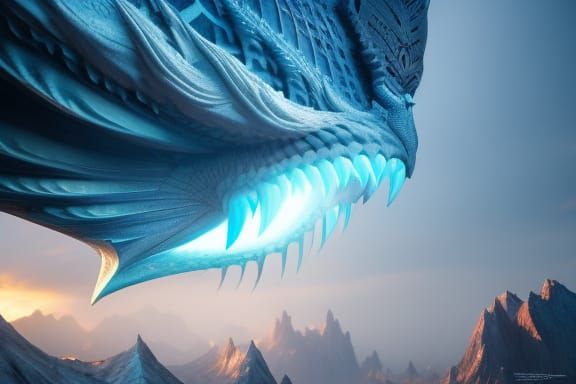 Glowing Ice Dragon in Fantasy Concept Art
