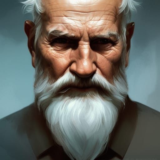 Detailed Portrait of Old Man in Art Nouveau Style