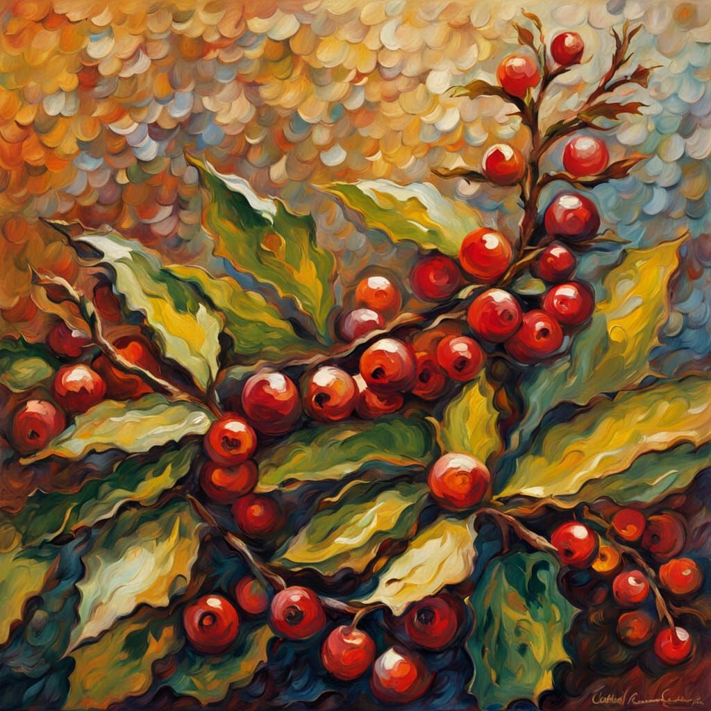 Rich Chocolate Yule Log in Vibrant Neo-Impressionist Style